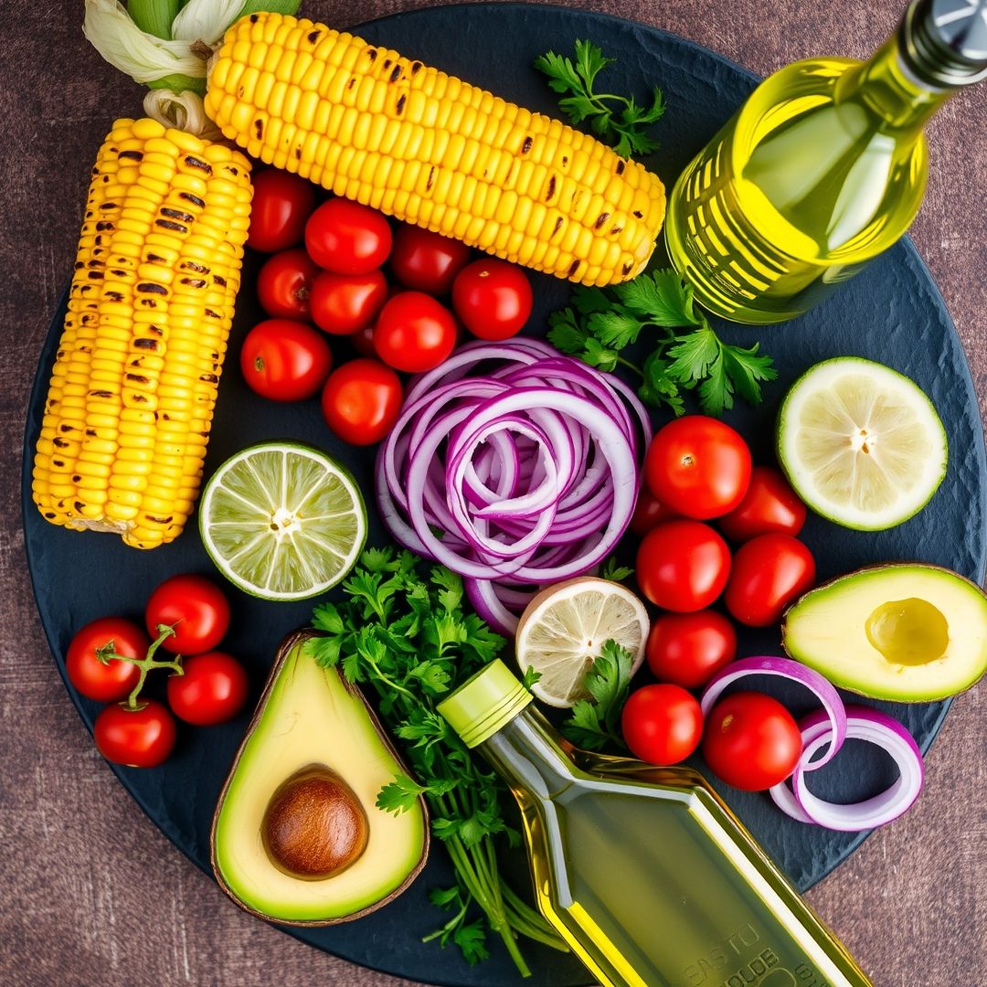 Fresh ingredients for Summer Grilled Corn Salad Recipe: Fresh & Smoky Delight